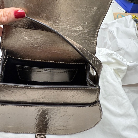 Chloe Marcie Mini Saddle Crossbody Bag in Metallic Leather NWT - Picture 7 of 9